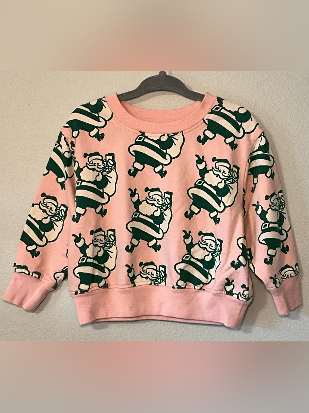 Pink Chicken Pink & Dark Green Santa Print Sweatshirt